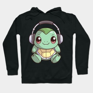 Green Turtle with Headphones Hoodie